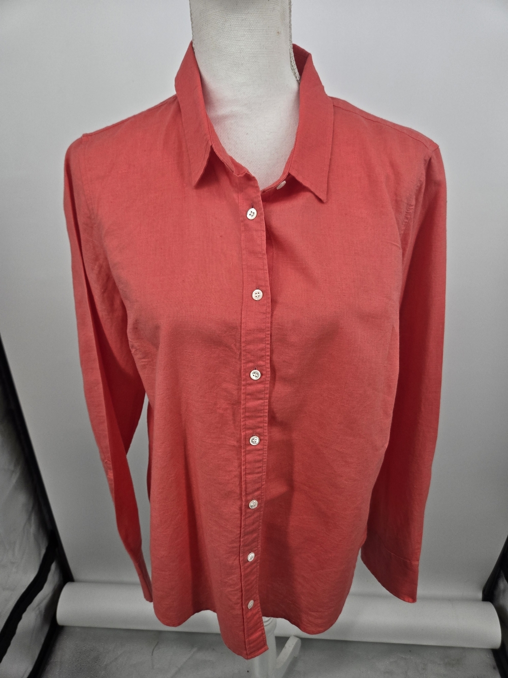 J. Crew Coral Linen Blend LS Button-Down Shirt Size 12 (7726)
